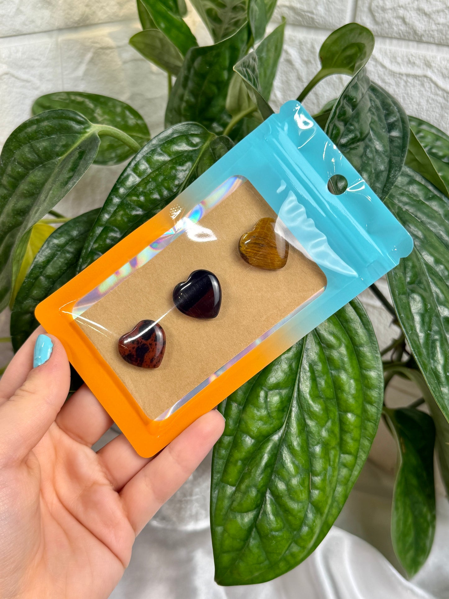 1 auramoon mahogany obsidian, black obsidian, and tigers eye heart pack