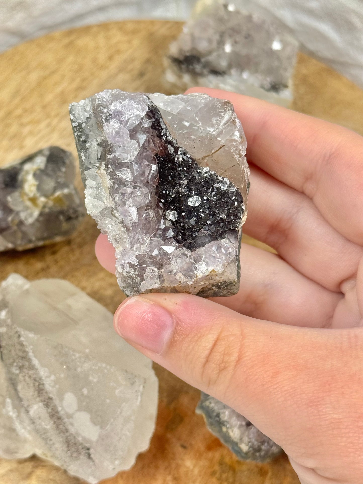 1 intuitive raw chunk of amethyst x calcite from Brazil