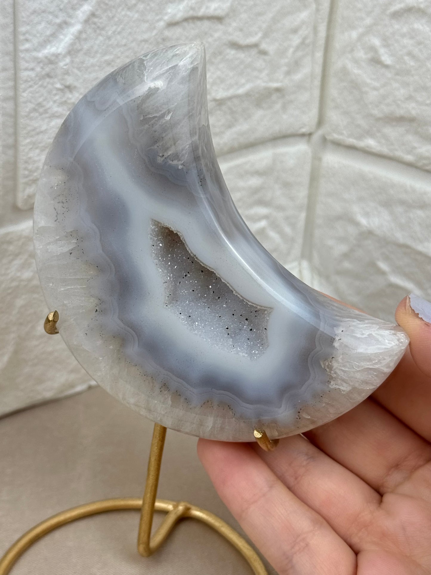 You pick! Druzy agate moon on stands from Brazil