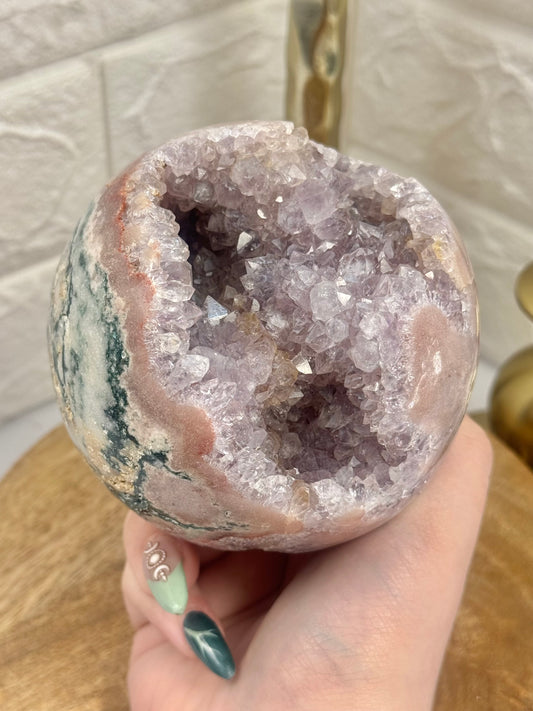 Stunning pink/purple amethyst sphere from Brazil