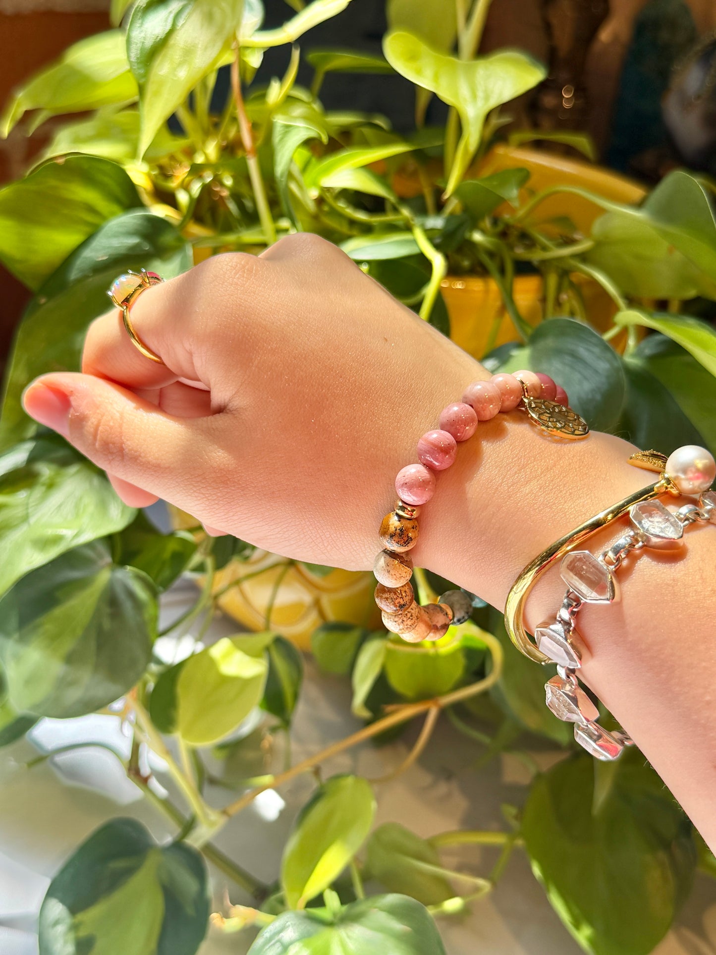8MM Rhodonite x African Turquoise x Picture Jasper Tree of Life bracelet