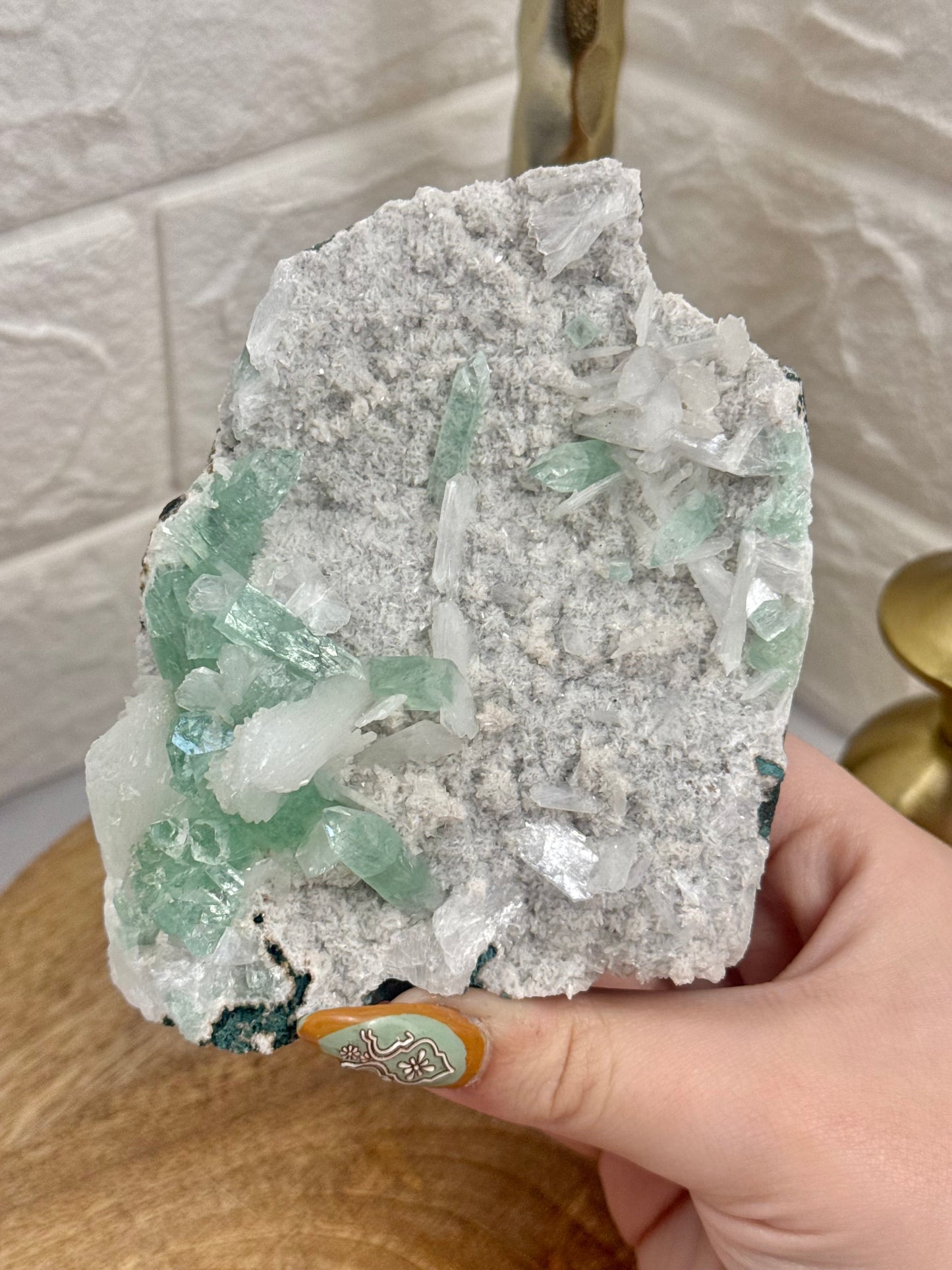 Amazing green apophyllite with mordenite and stillbite specimen from India