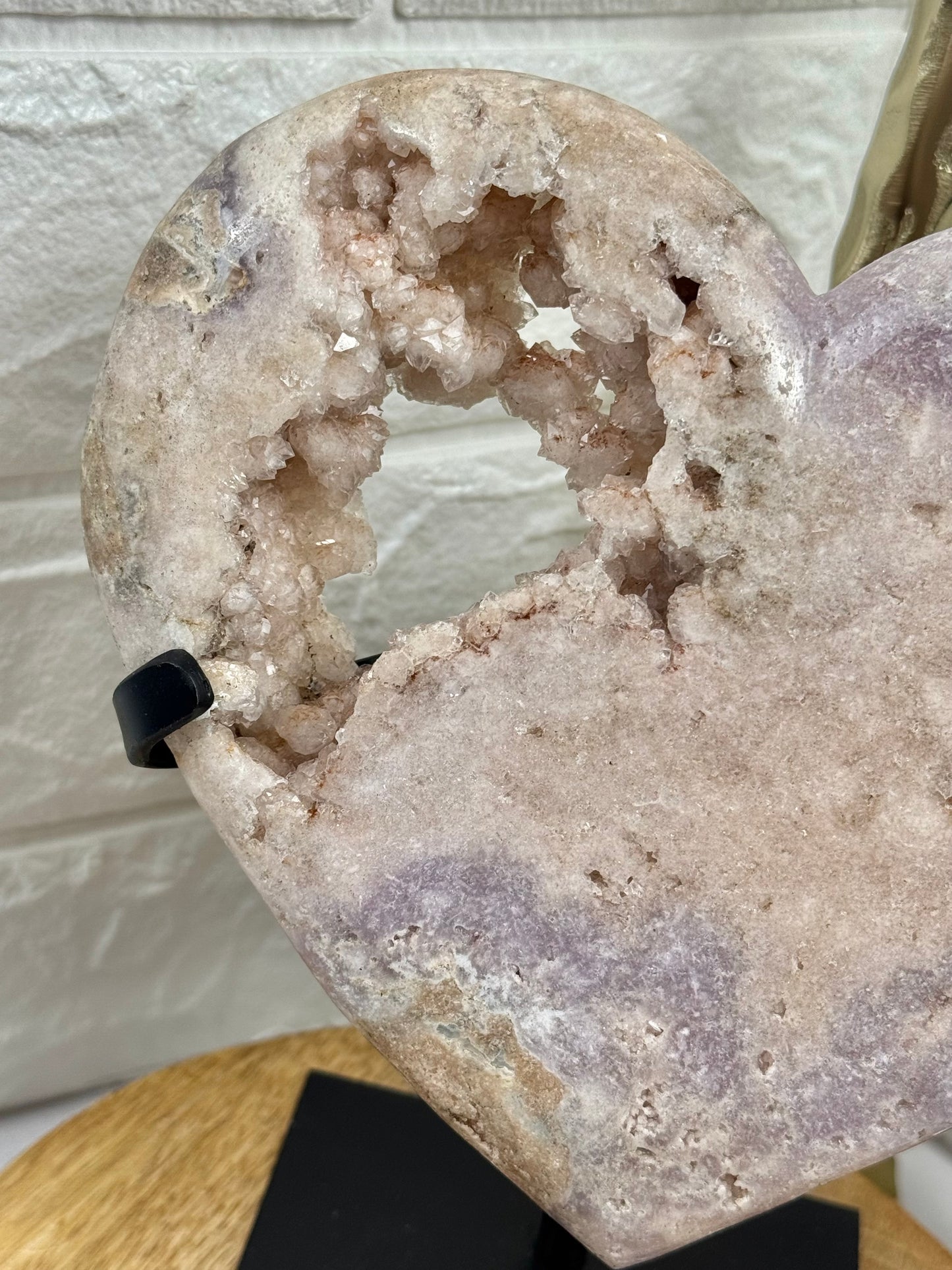 Pink/lavender amethyst heart on stand from Brazil