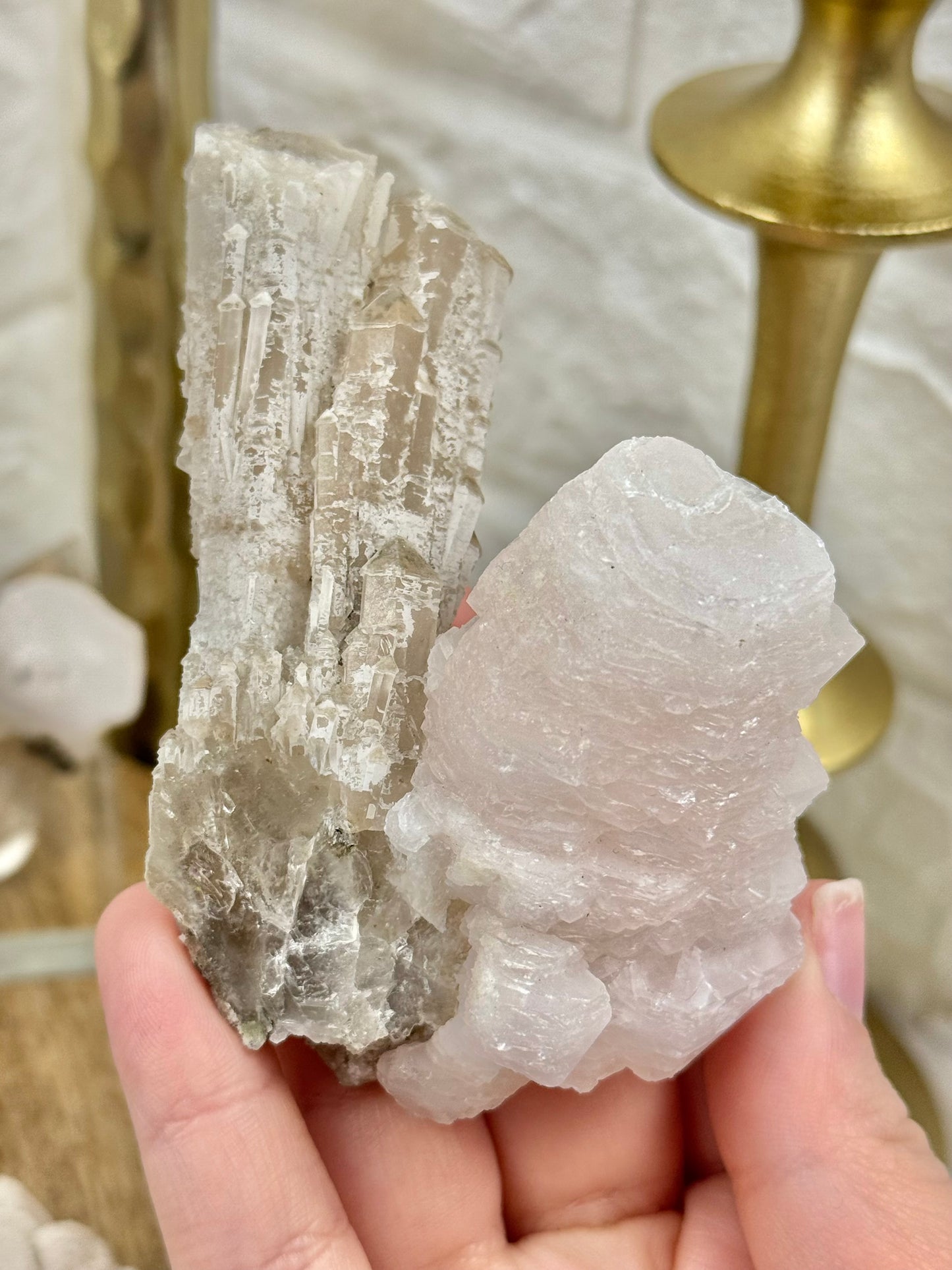 You pick! Cherry blossom calcite on quartz from China