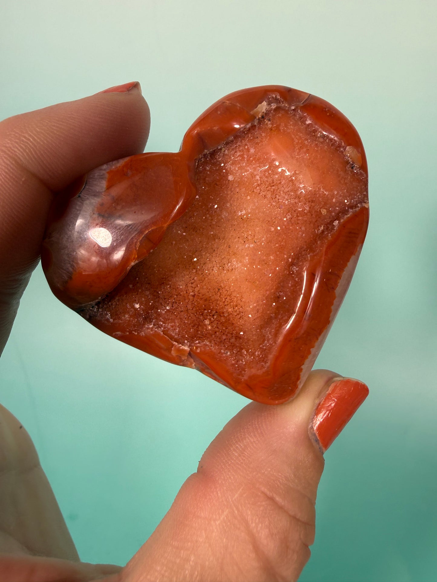 LG druzy carnelian heart