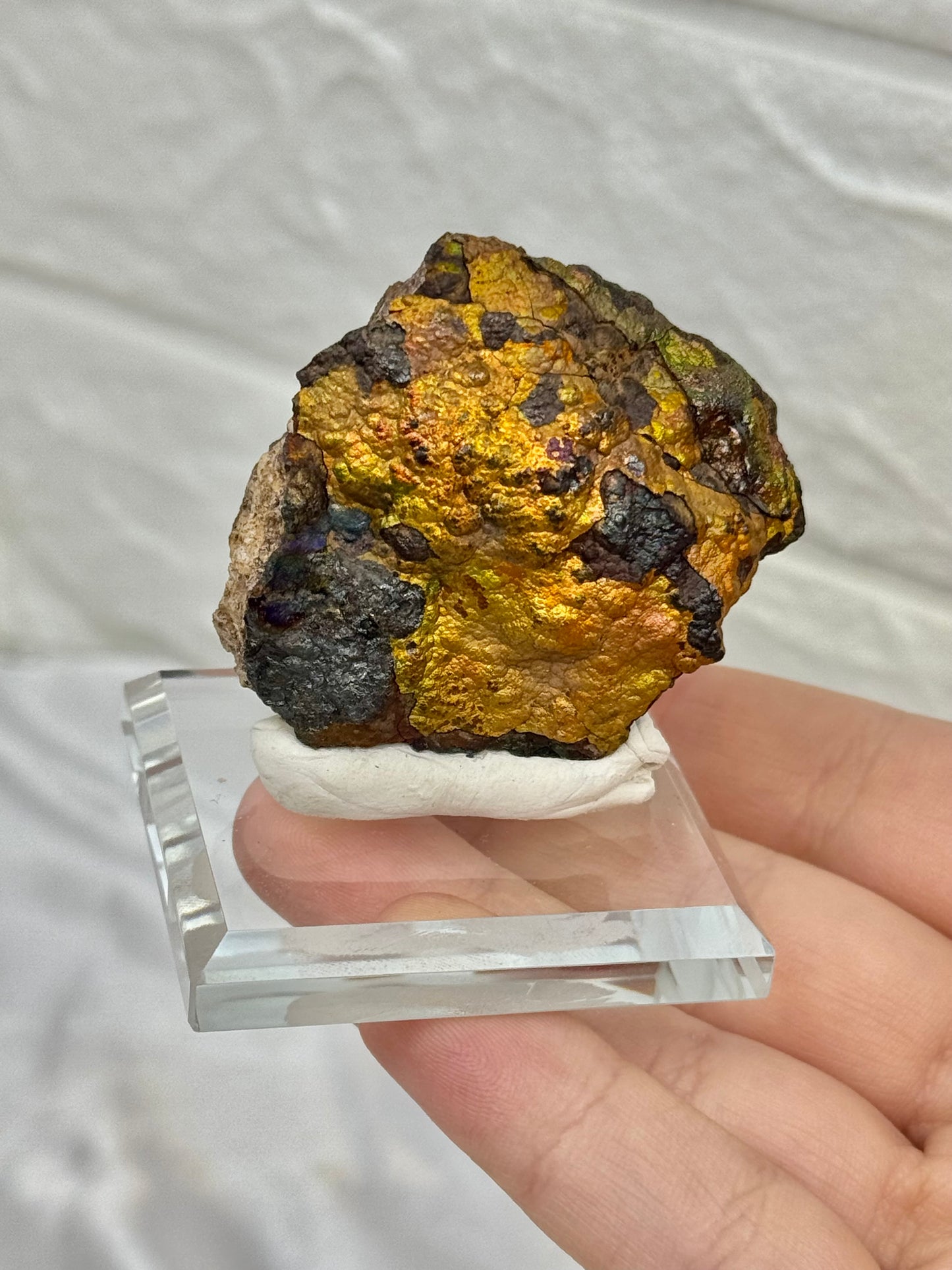 1 rainbow turgite specimen on stand from Mexico