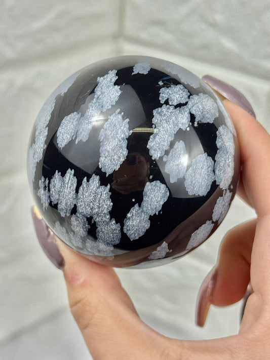 Snowflake obsidian sphere