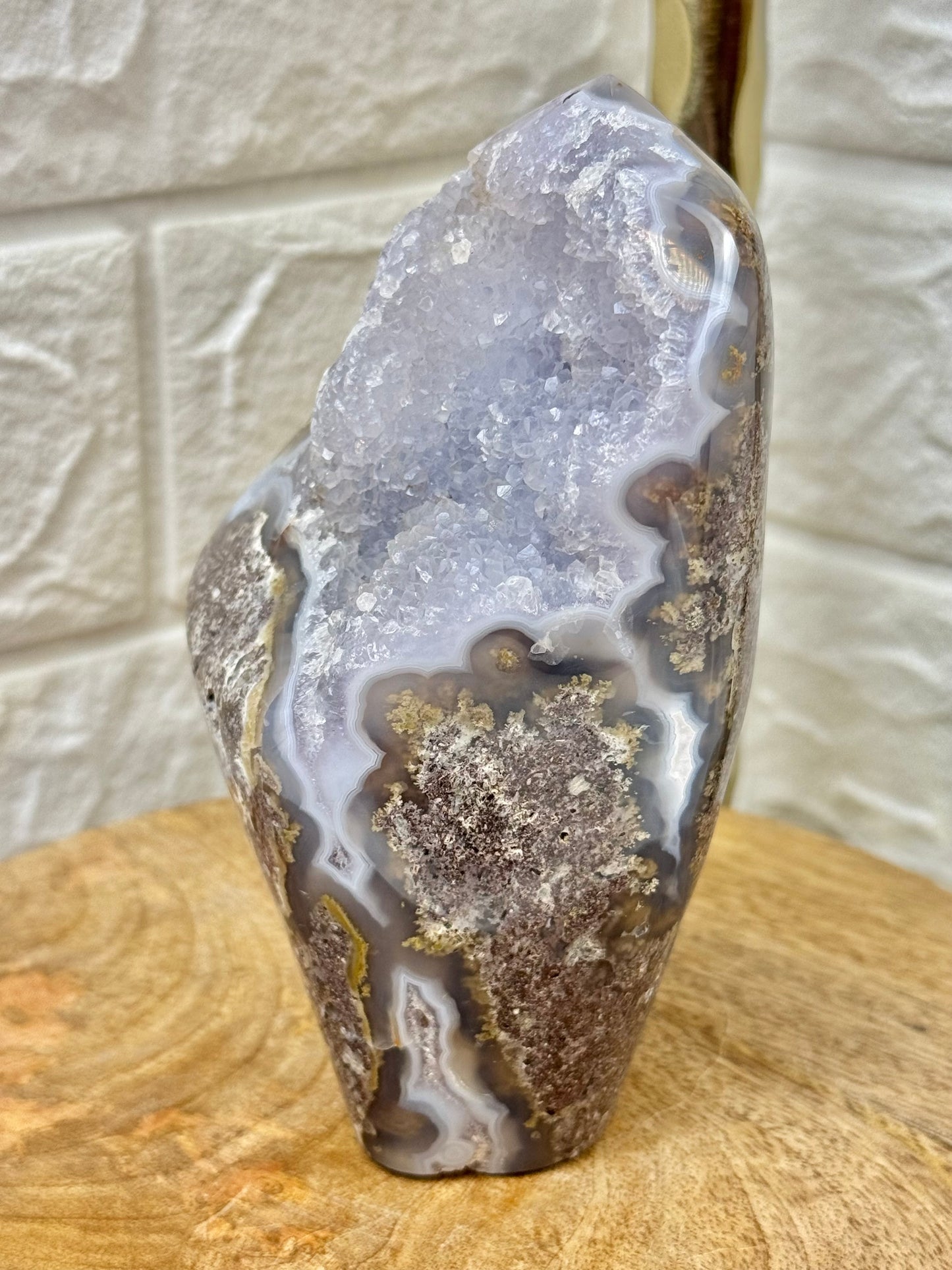 Amazing rare scenic moss agate with blue quartz Freeform from Indonesia
