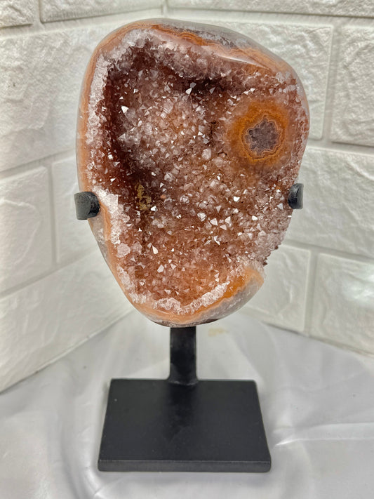 Insane Orange Uruguay amethyst on stand