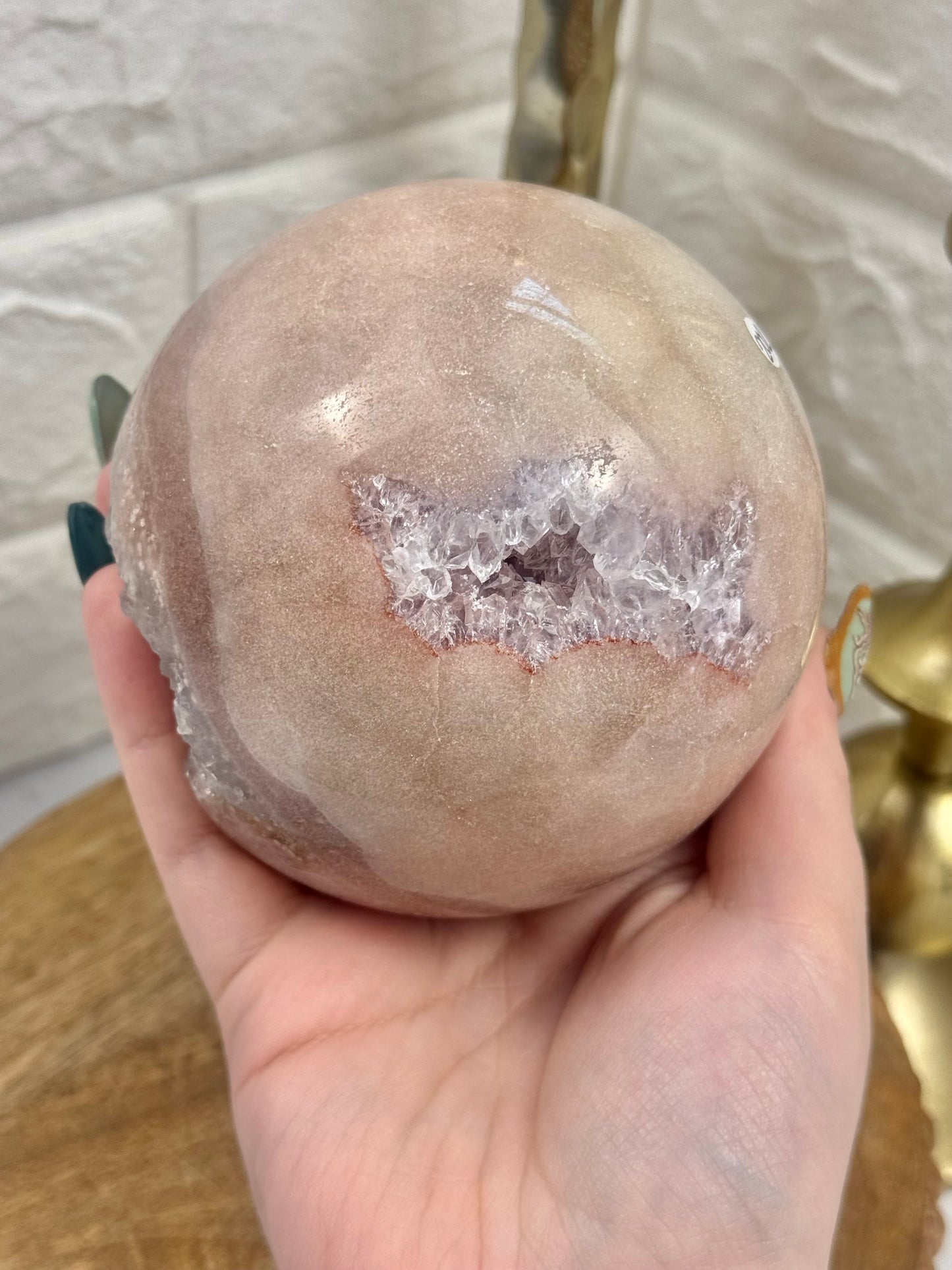 Stunning XL druzy pink amethyst sphere from Brazil