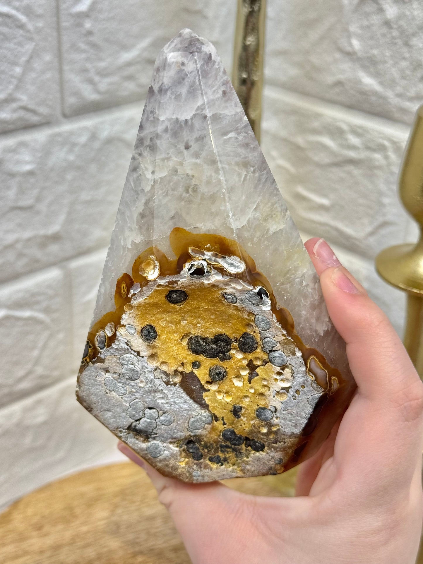 Beautiful red druzy agate upside down diamond from Brazil