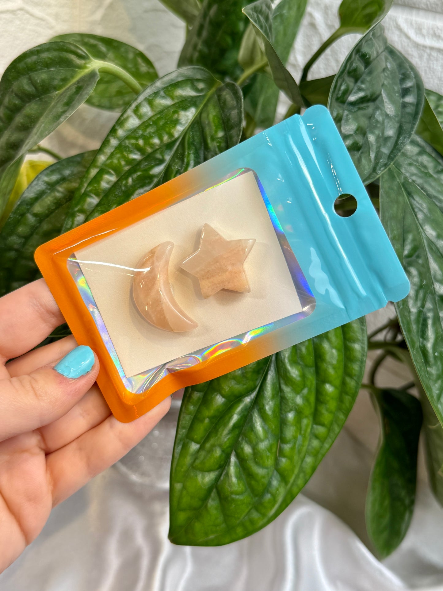 1 auramoon peach aventurine moon and star pack