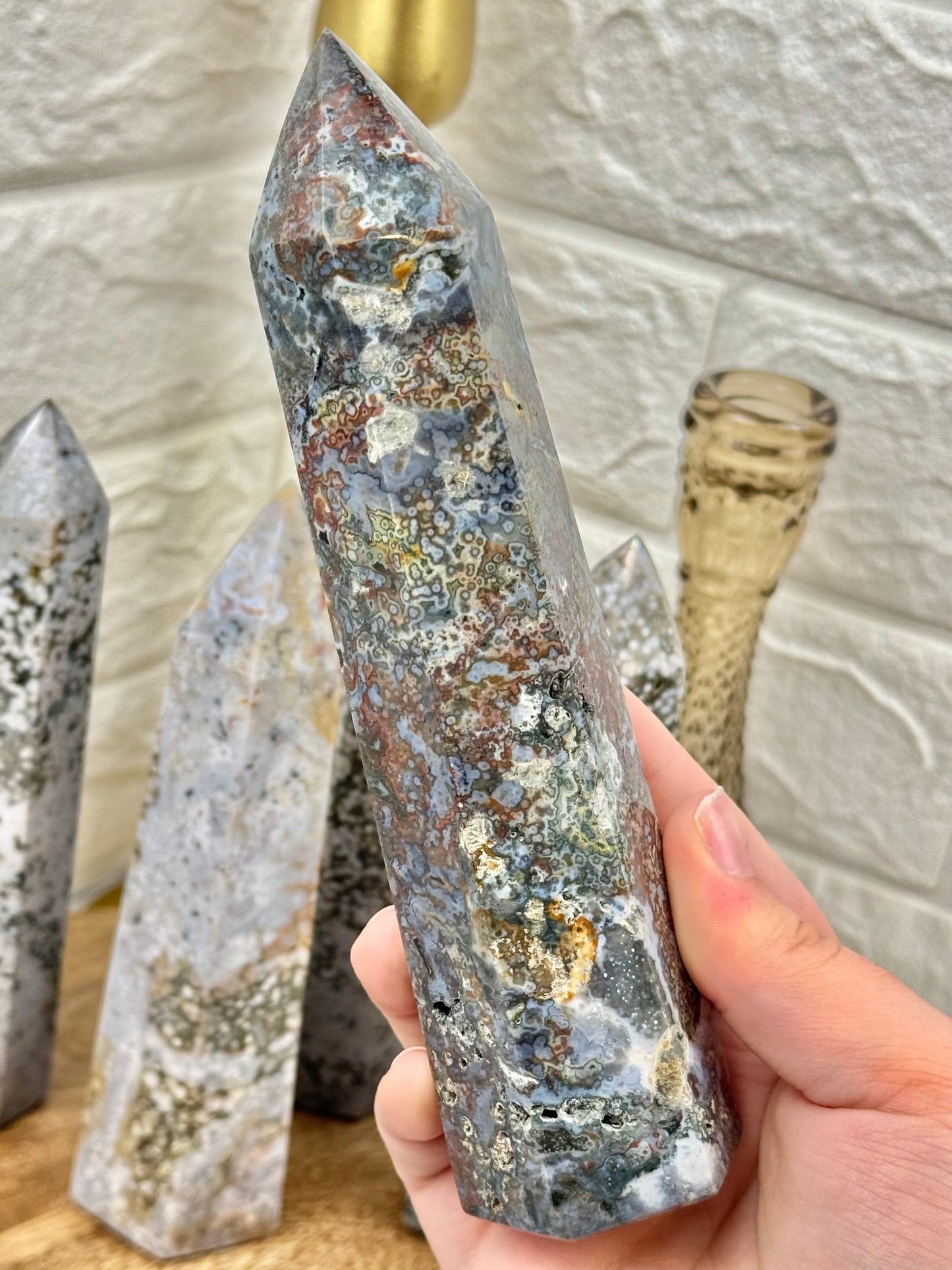 You pick! Orbicular sea jasper towers from Madagascar