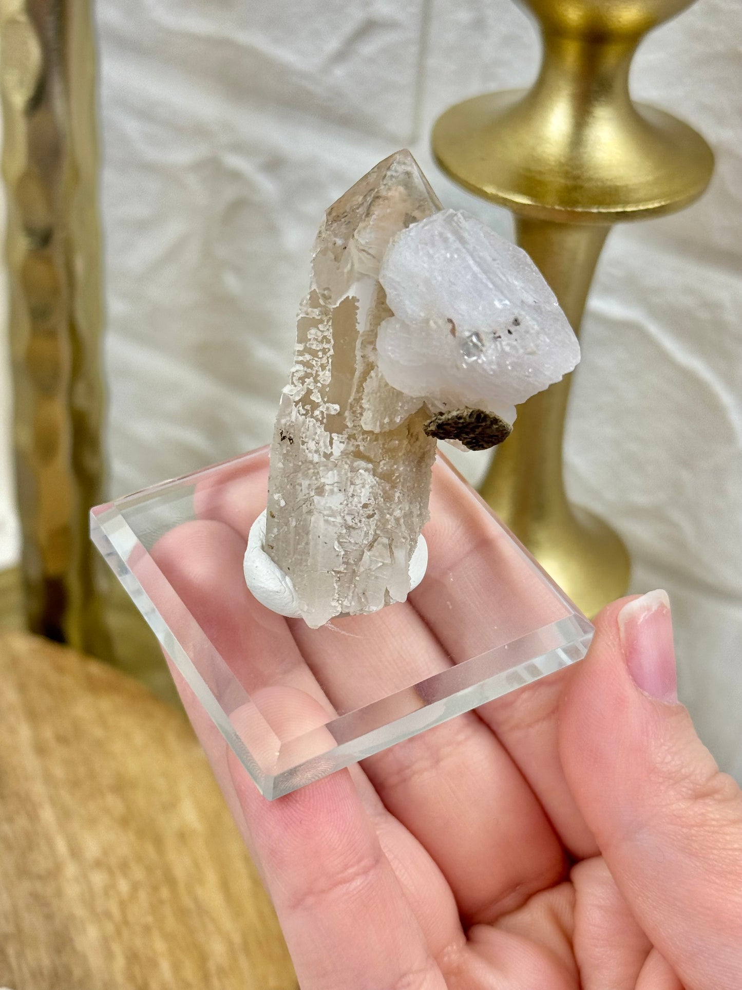 You pick! Cherry blossom calcite on quartz from China