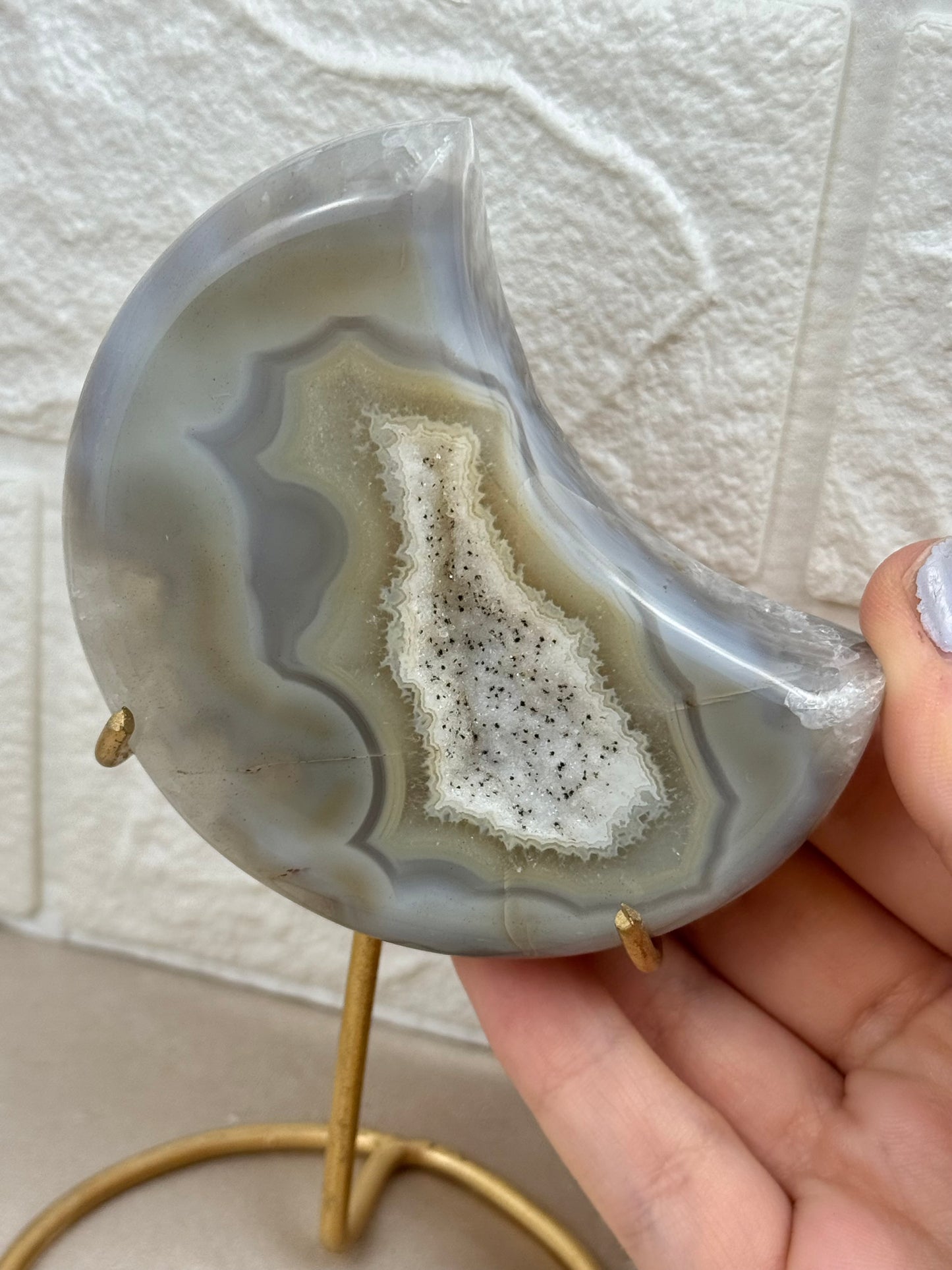 You pick! Druzy agate moon on stands from Brazil