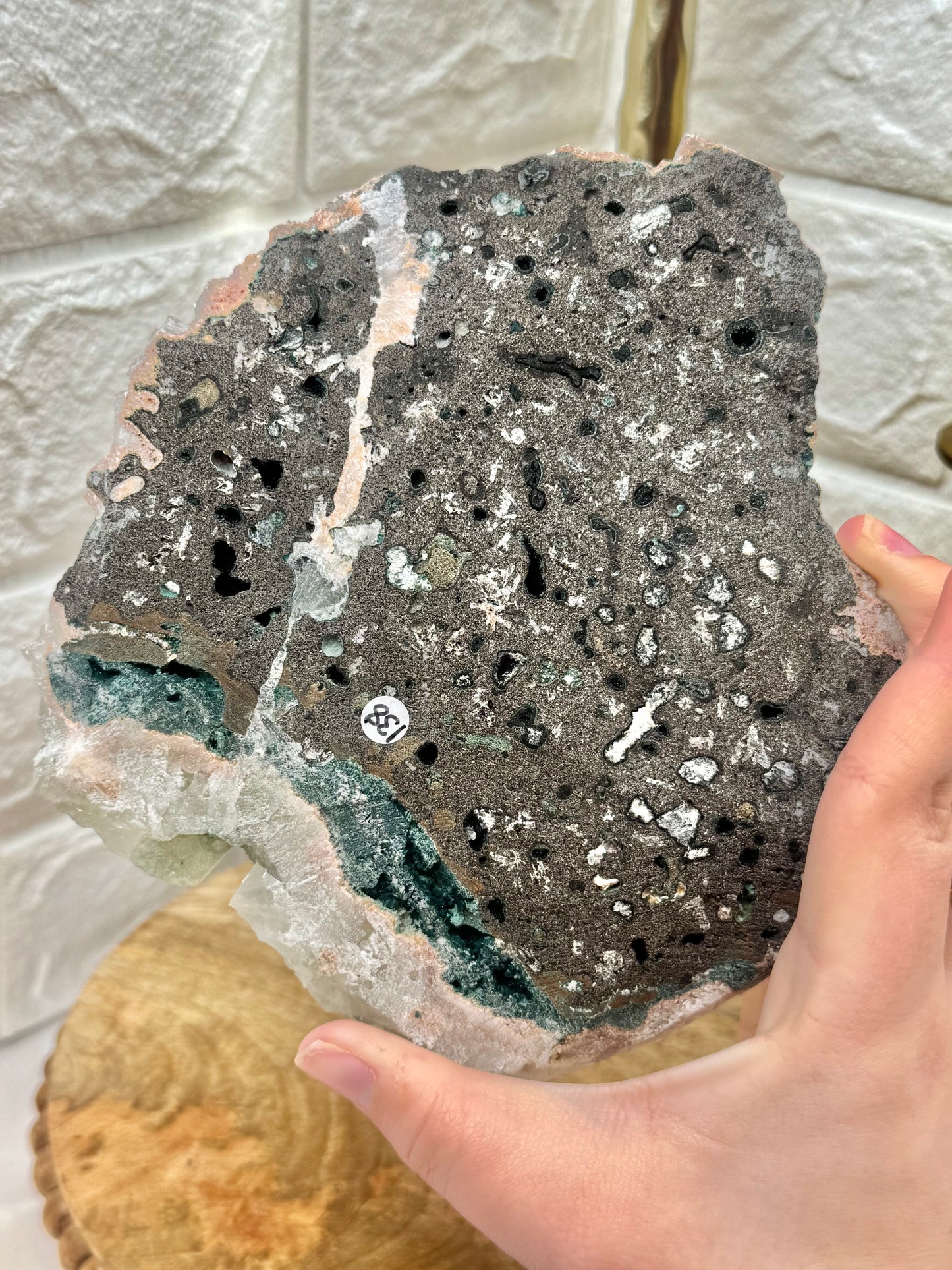 Stunning statement green and red apophyllite specimen from India