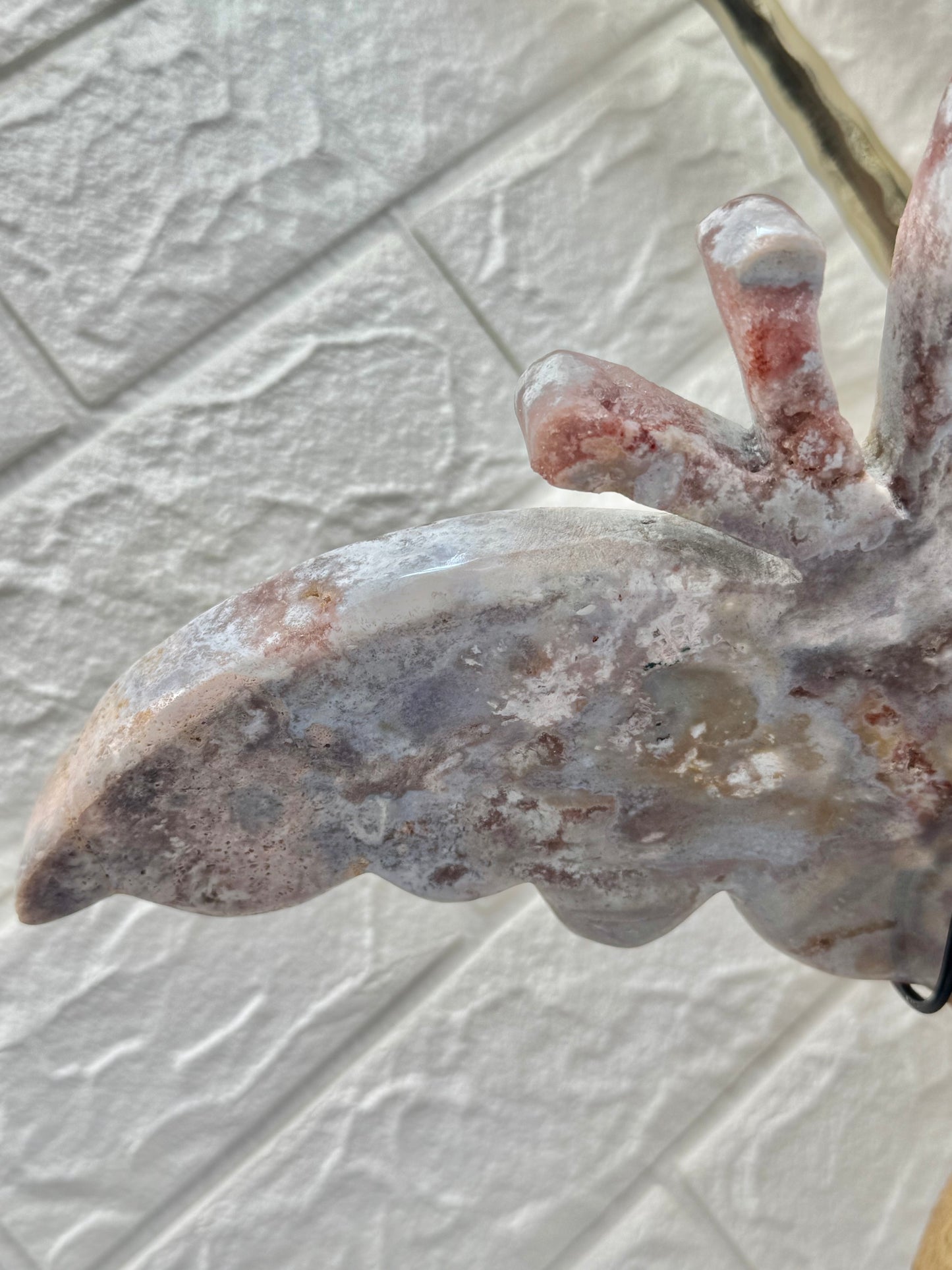 Amazing pink amethyst butterfly on stand from Brazil