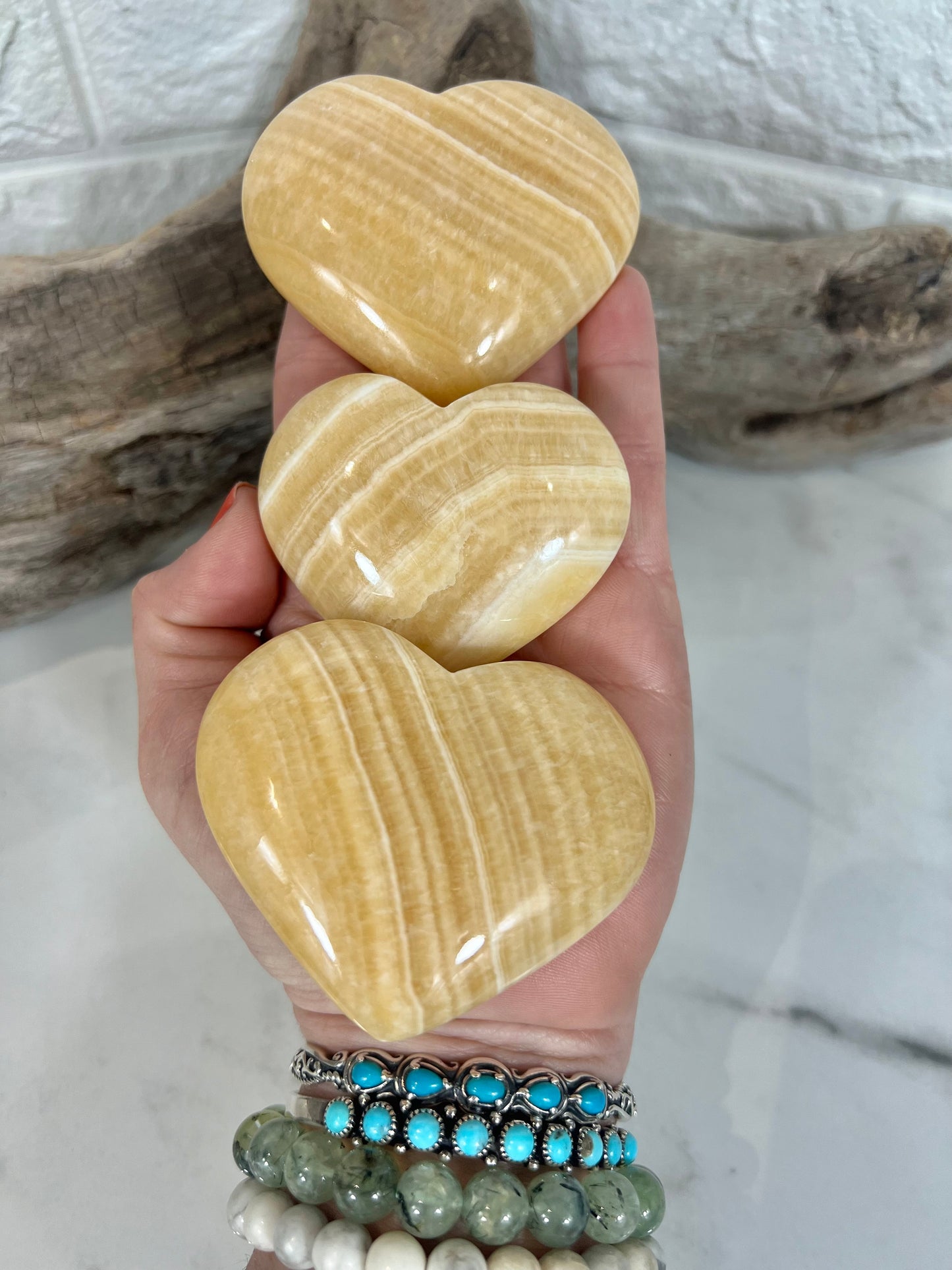 1 stunning orange calcite heart