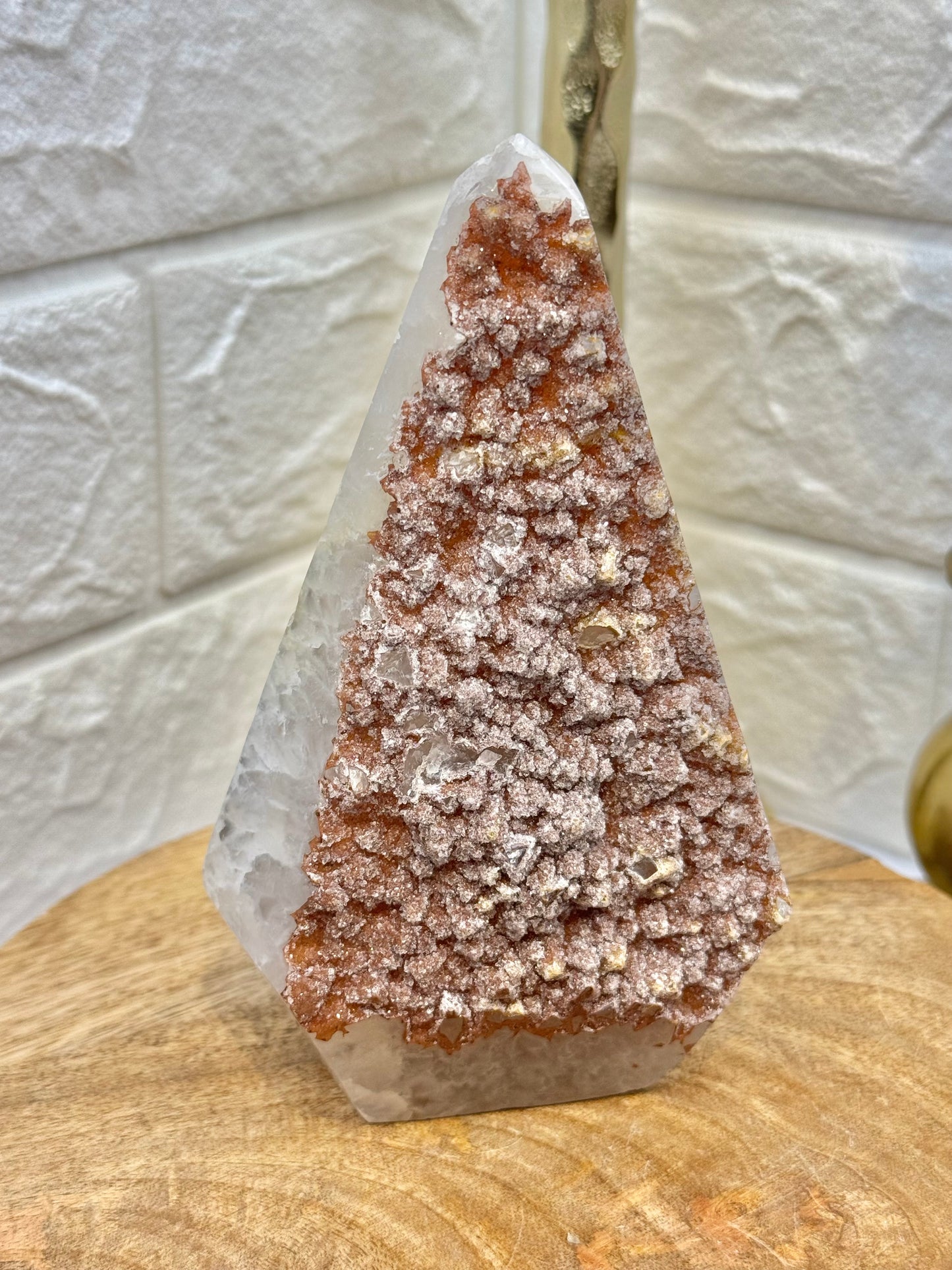 Beautiful red druzy agate upside down diamond from Brazil