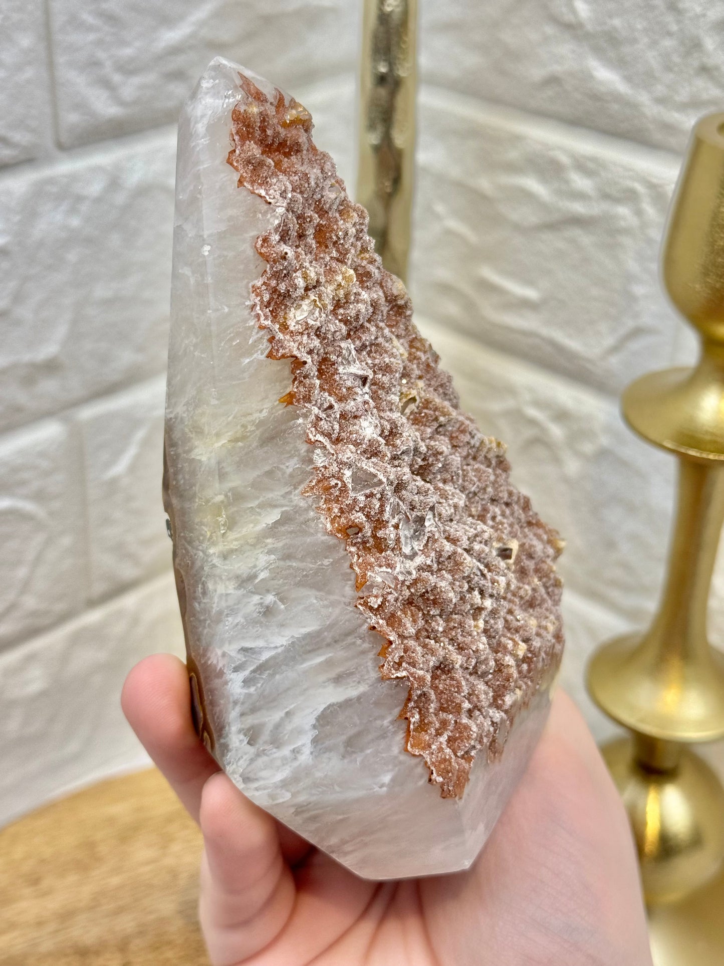 Beautiful red druzy agate upside down diamond from Brazil