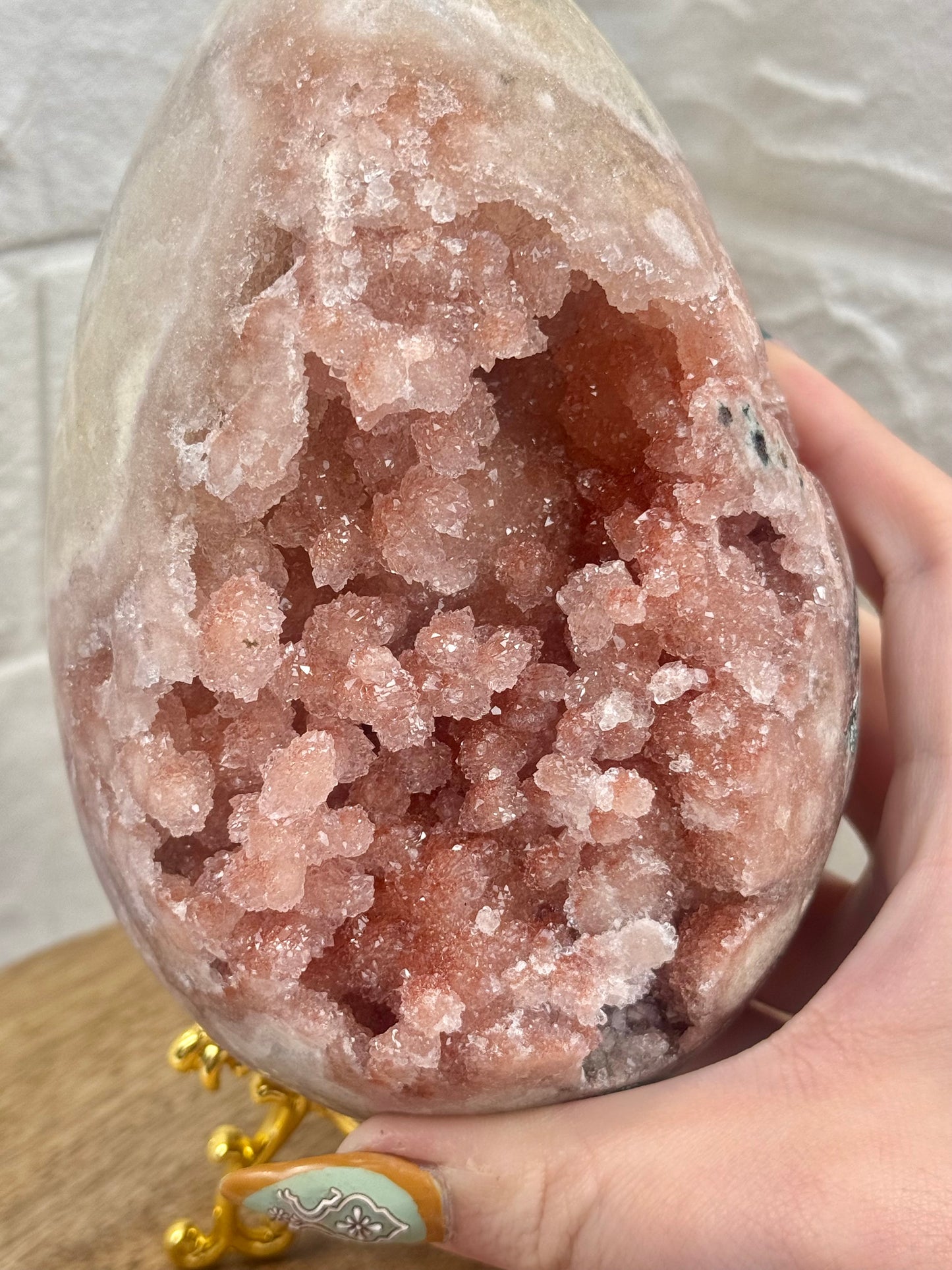 Amazing XL druzy pink amethyst egg from Brazil