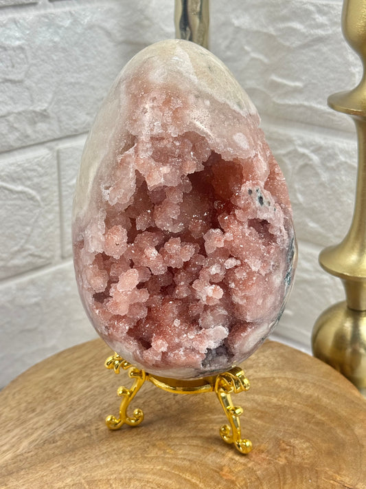 Amazing XL druzy pink amethyst egg from Brazil