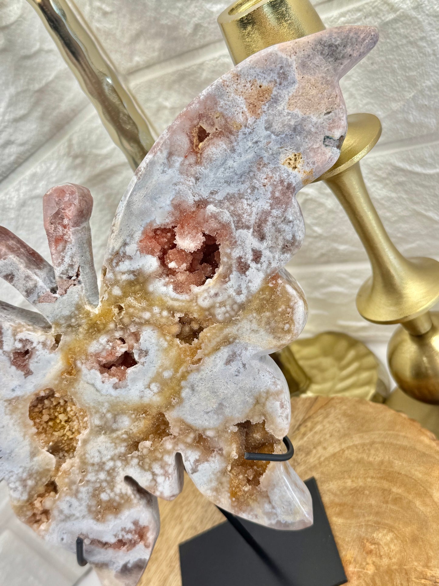 Amazing pink amethyst butterfly on stand from Brazil