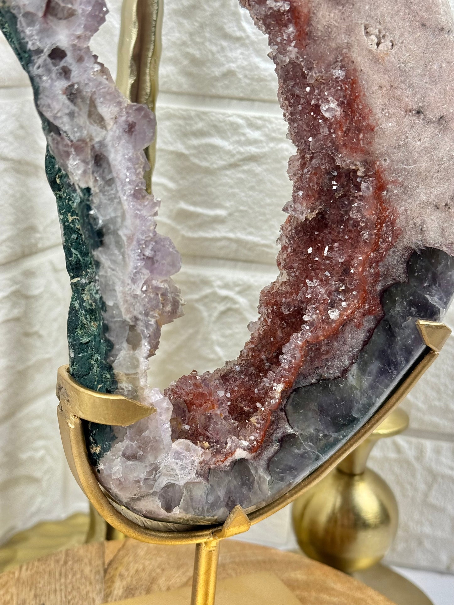 Gorgeous purple/pink/red amethyst portal on stand from Brazil