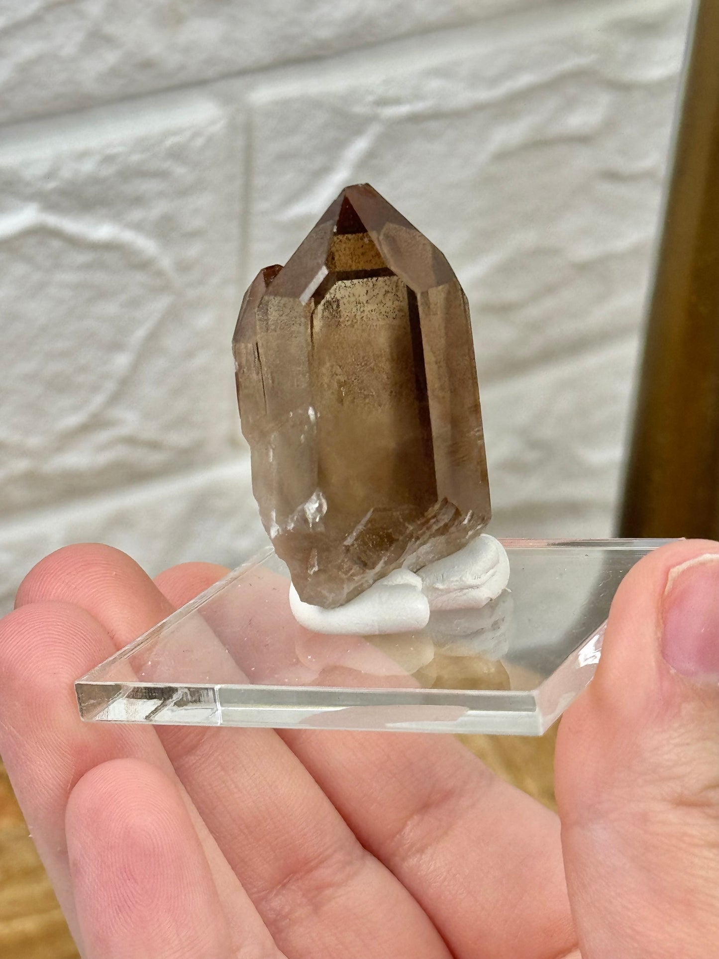 You pick! Hematite included smoky quartz points on stands from Orange river Namibia