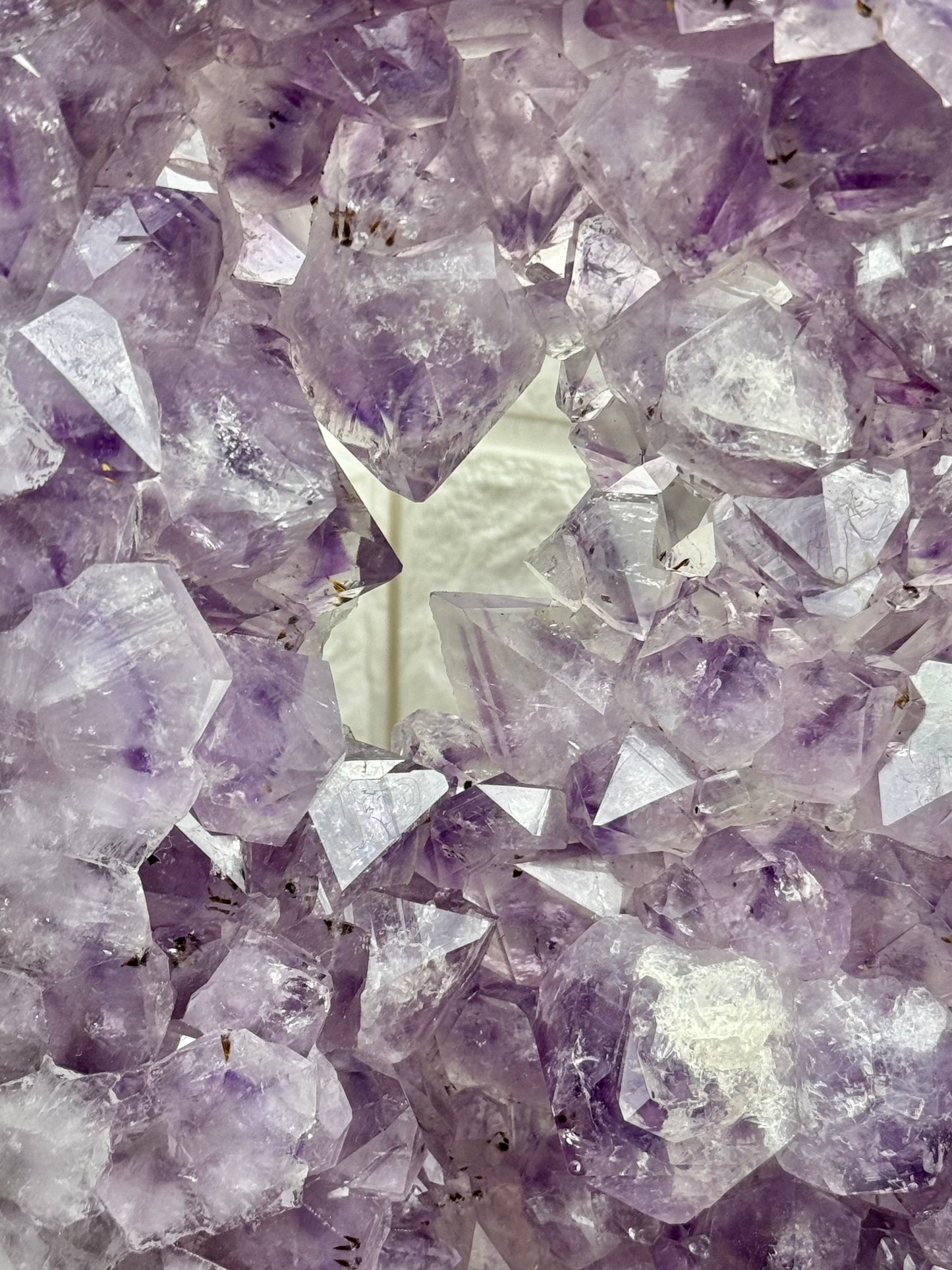 XXL purple amethyst slab on stand from Brazil