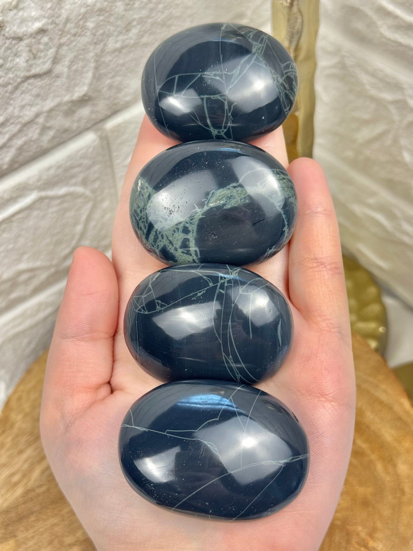 1 spider web obsidian palm stone