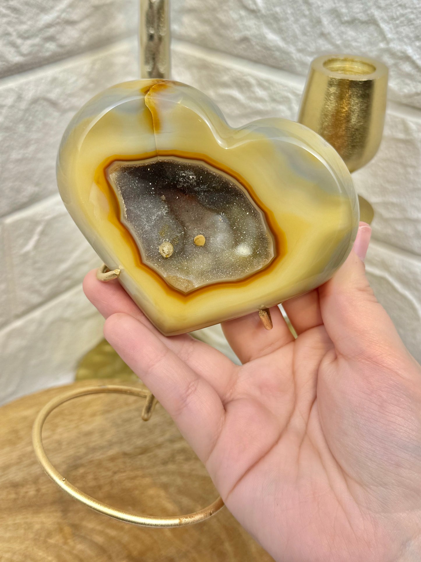 You pick! Stunning druzy agate hearts on stands from Brazil