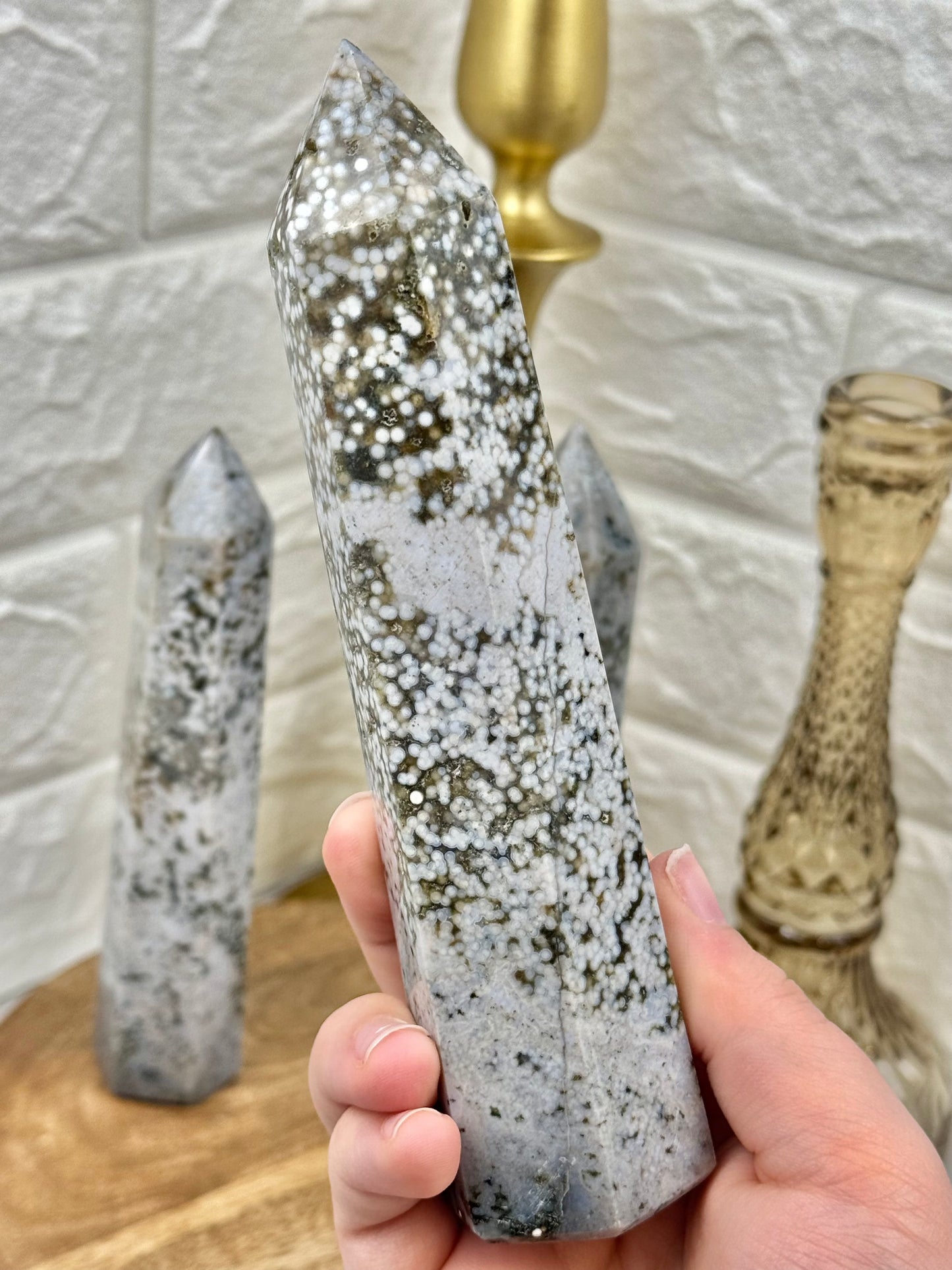 You pick! Orbicular sea jasper towers from Madagascar