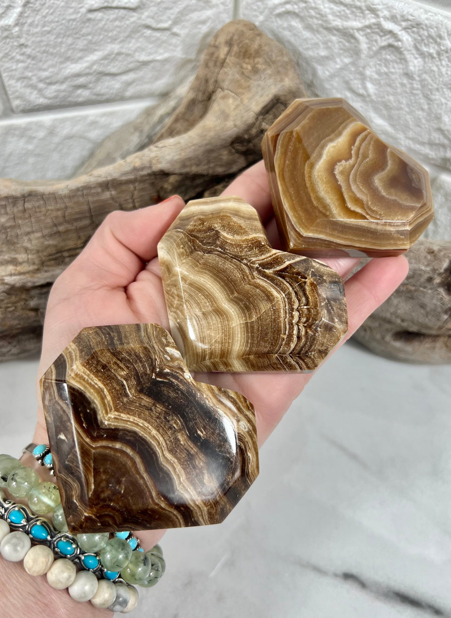 1 chocolate calcite faceted heart