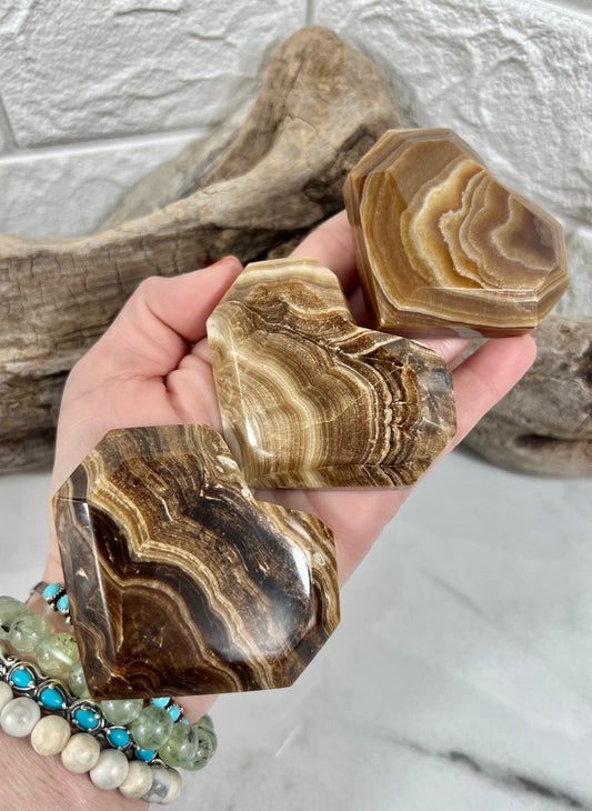 1 chocolate calcite faceted heart