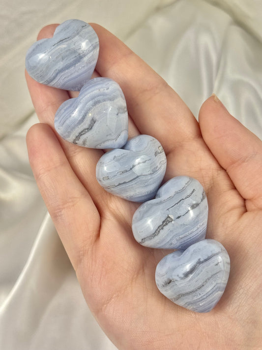 1 beautiful banded blue lace agate small heart