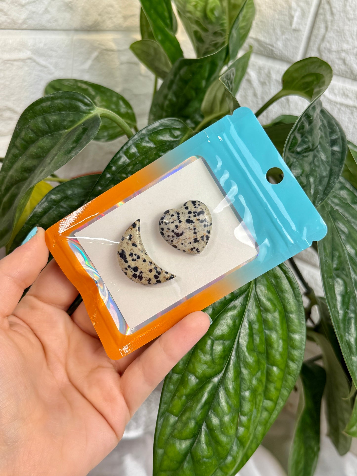 1 auramoon Dalmatian jasper moon and heart pack