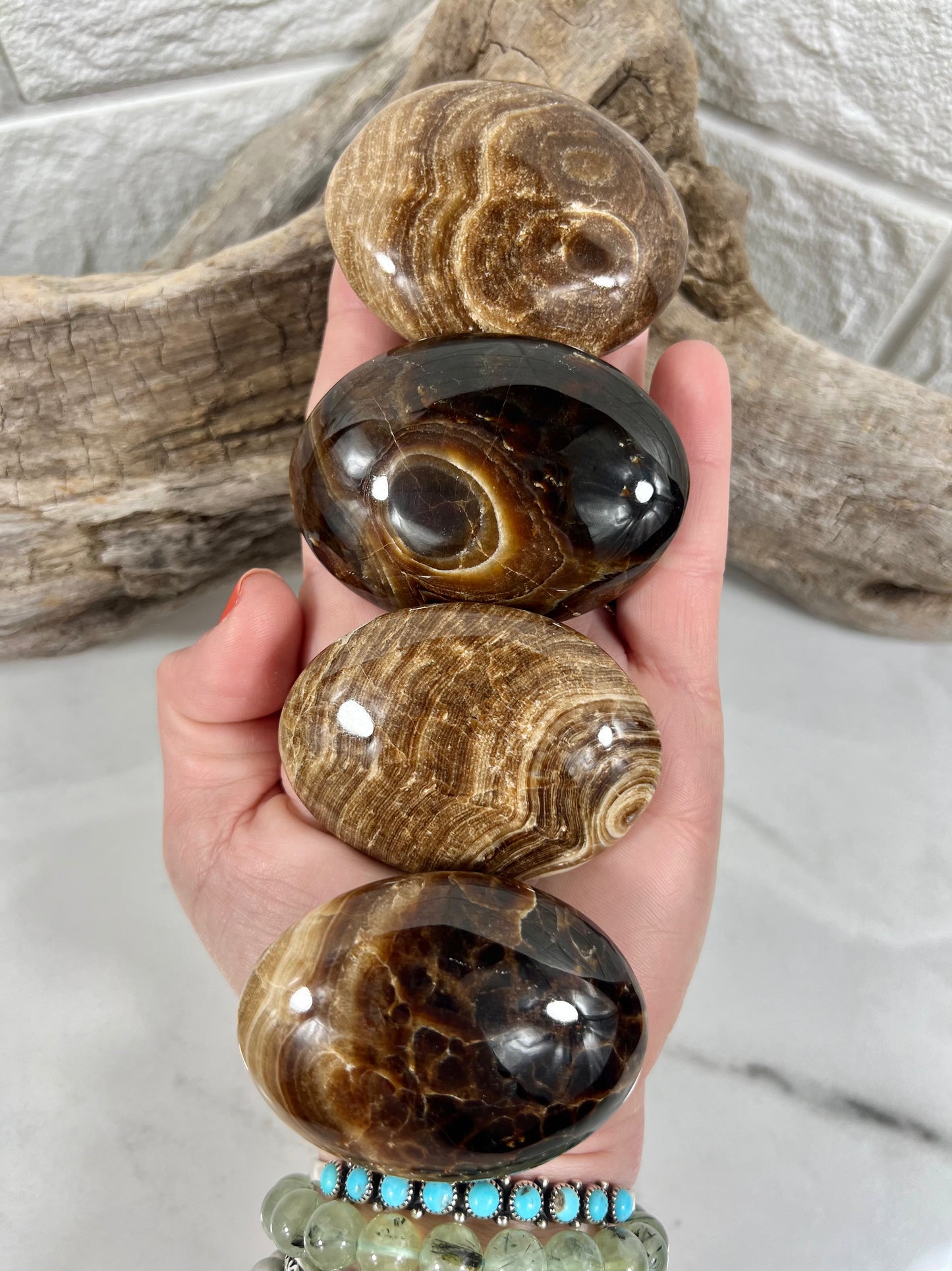 1 chocolate calcite palm stone