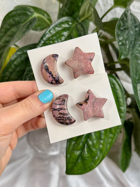 1 auramoon rhodonite moon and star pack