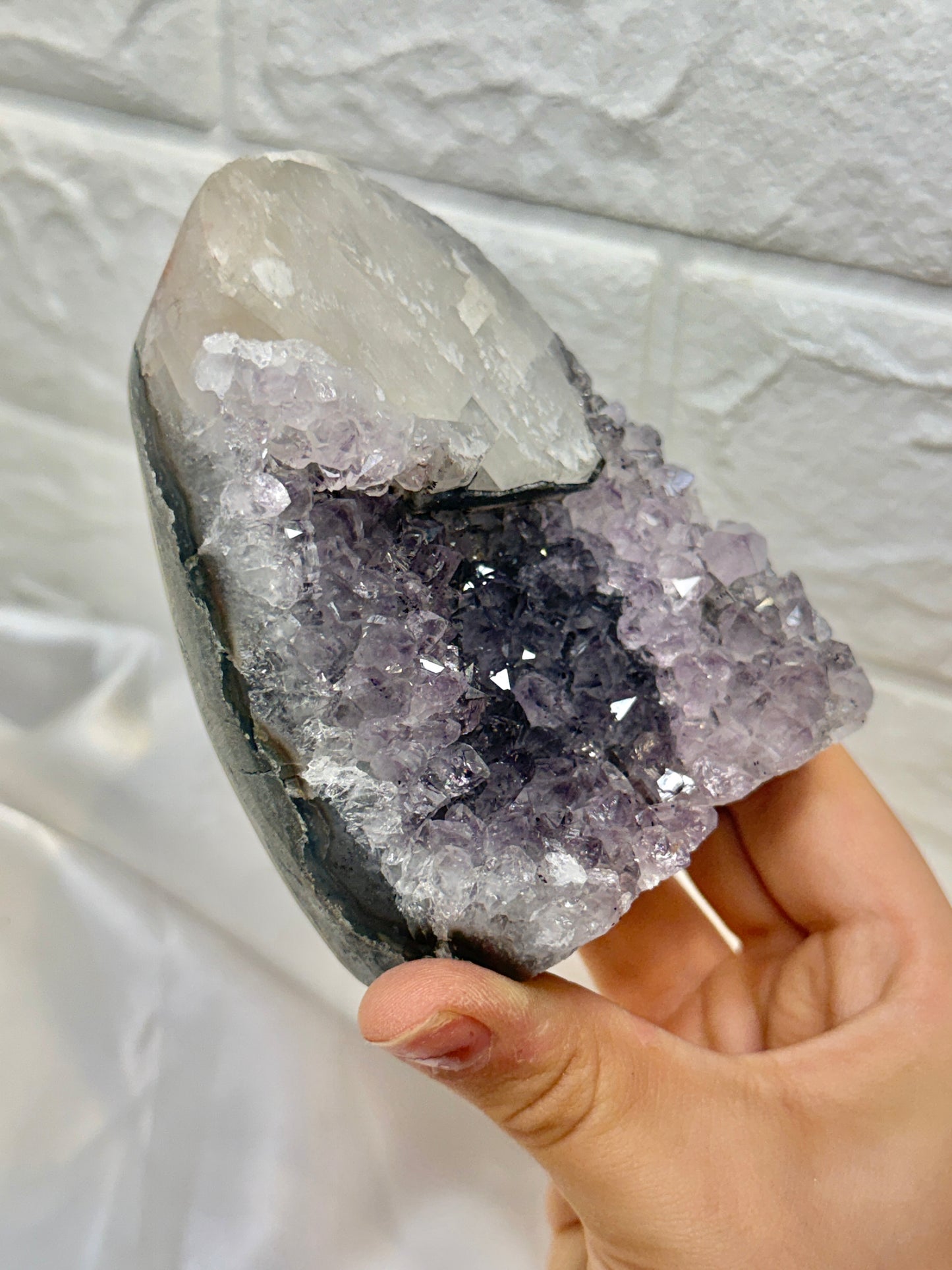 Stunning purple Uruguay amethyst with calcite T