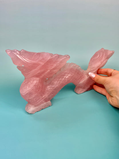 Incredible LG deep pink rose quartz dragon