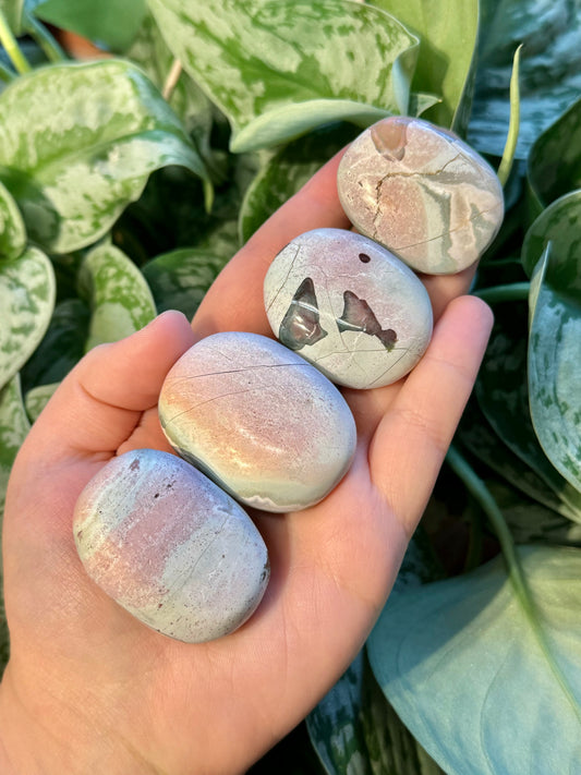 1 pastel unicorn jasper palm stone from India D