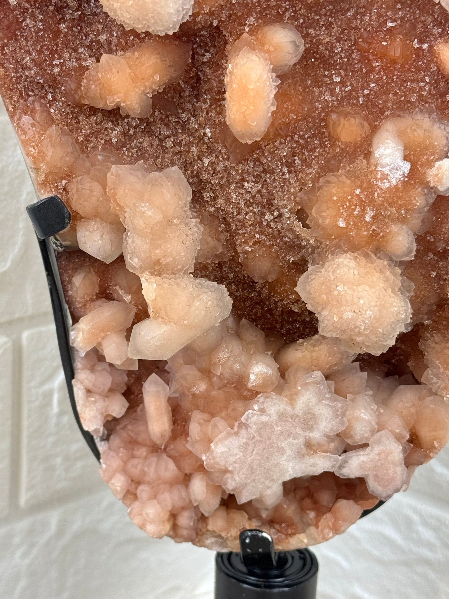 Incredible XL statement pink amethyst on spinny stand from Brazil