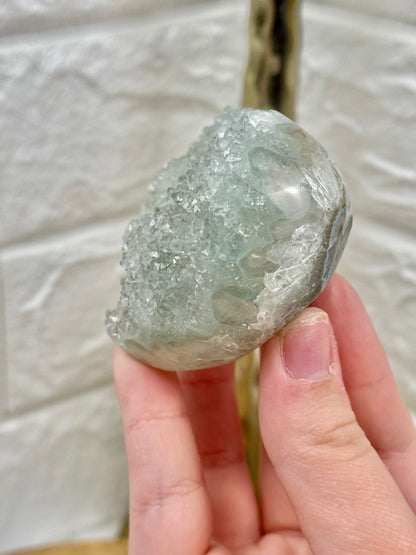 Gorgeous chlorite included quartz heart from Brazil