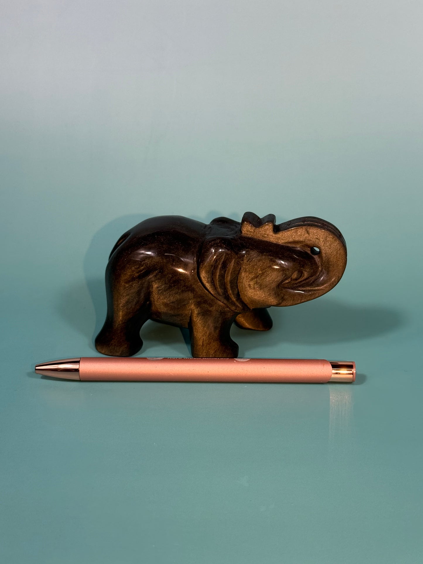 Gold sheen obsidian elephant