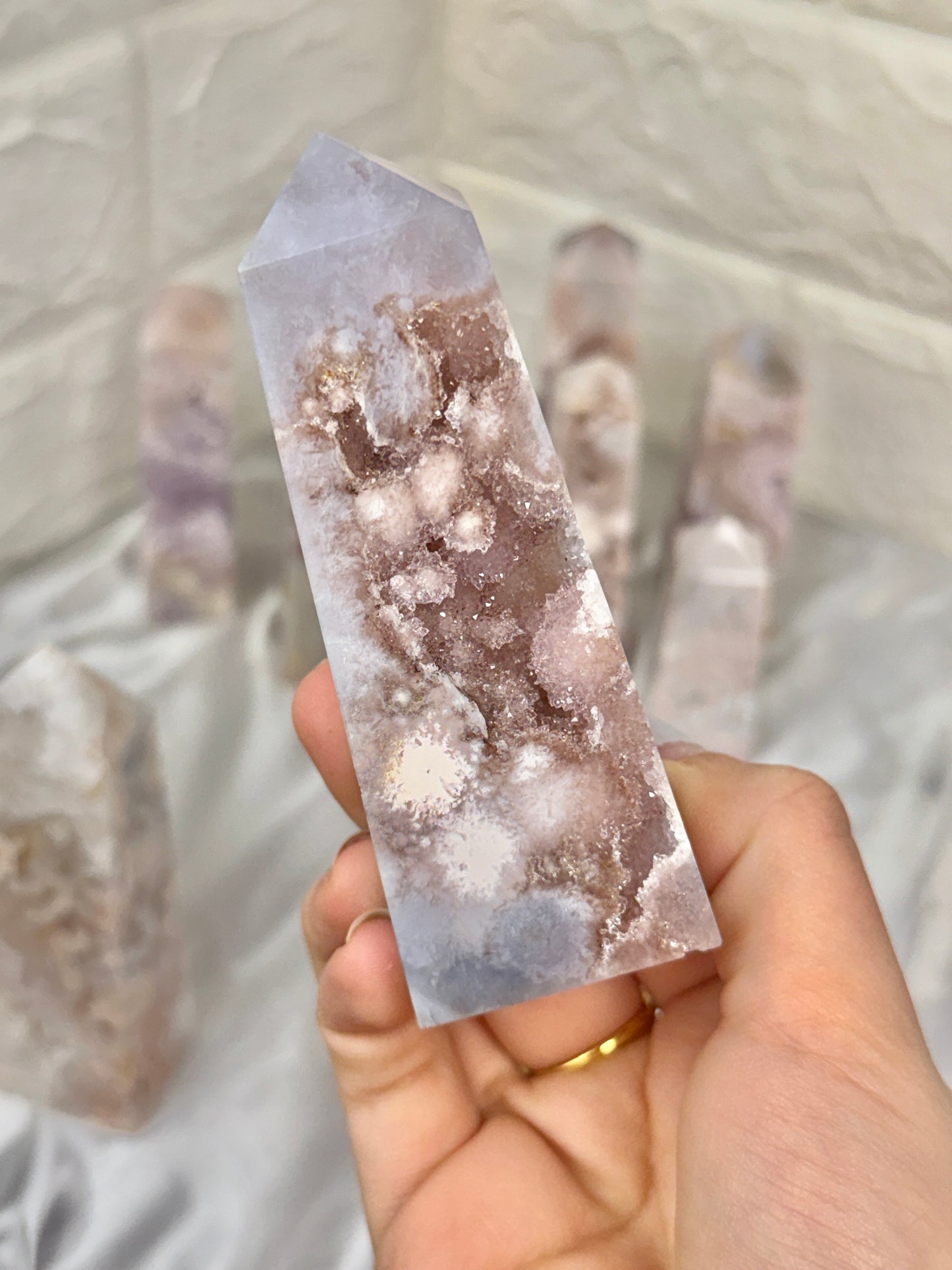 You pick! High grade pink amethyst x flower agate towers from Brazil