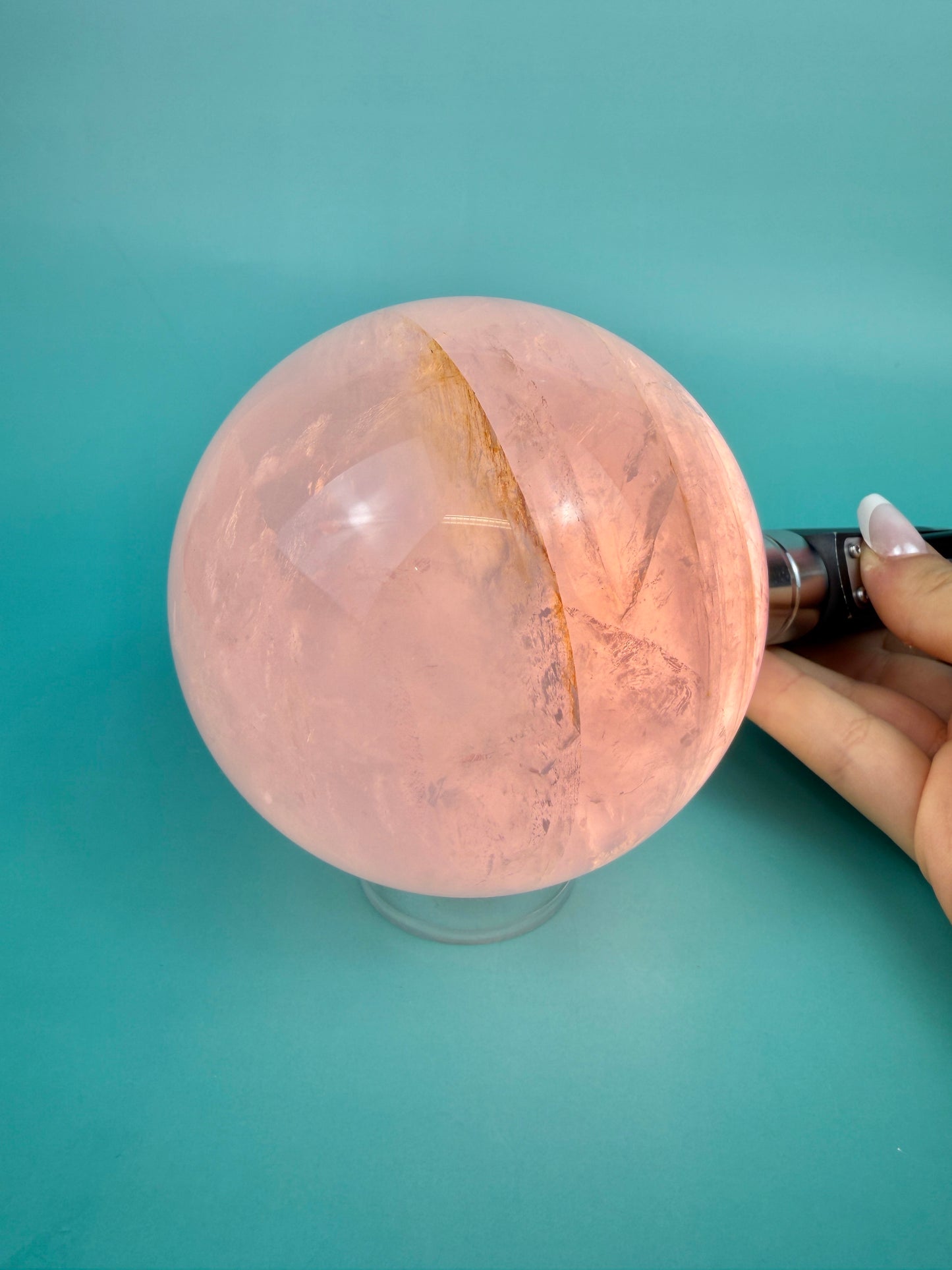 Insane flashy star rose quartz sphere A