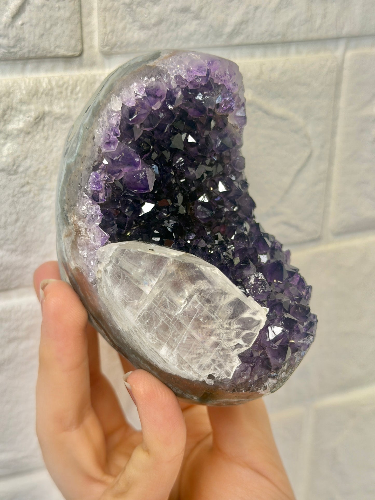 Stunning Purple Uruguay amethyst with calcite X