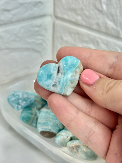 1 SM blue aragonite heart