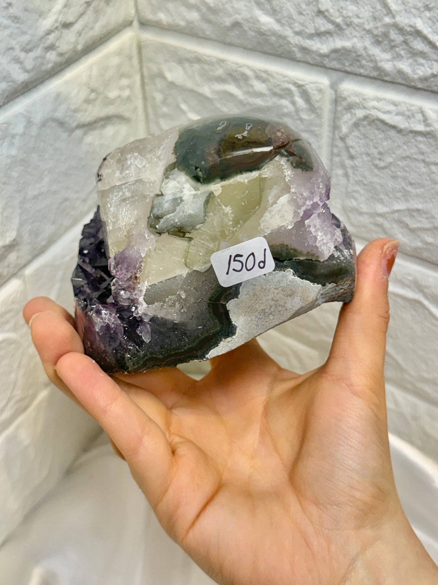 Absolutely stunning deep purple Uruguay amethyst with calcite and goethite D